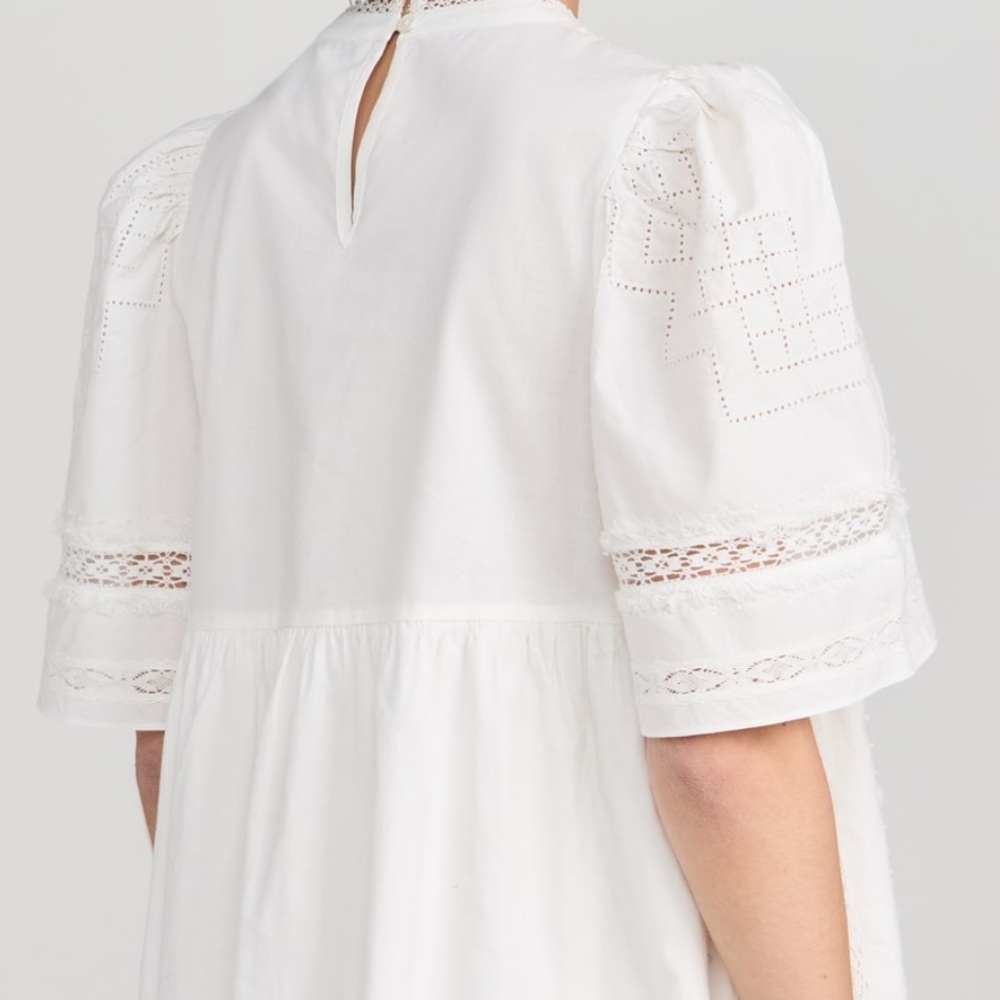 Sea New York White Eyelet Mini Dress Size M Cotton Summer Dress Boho Chic - Picture 2 of 9